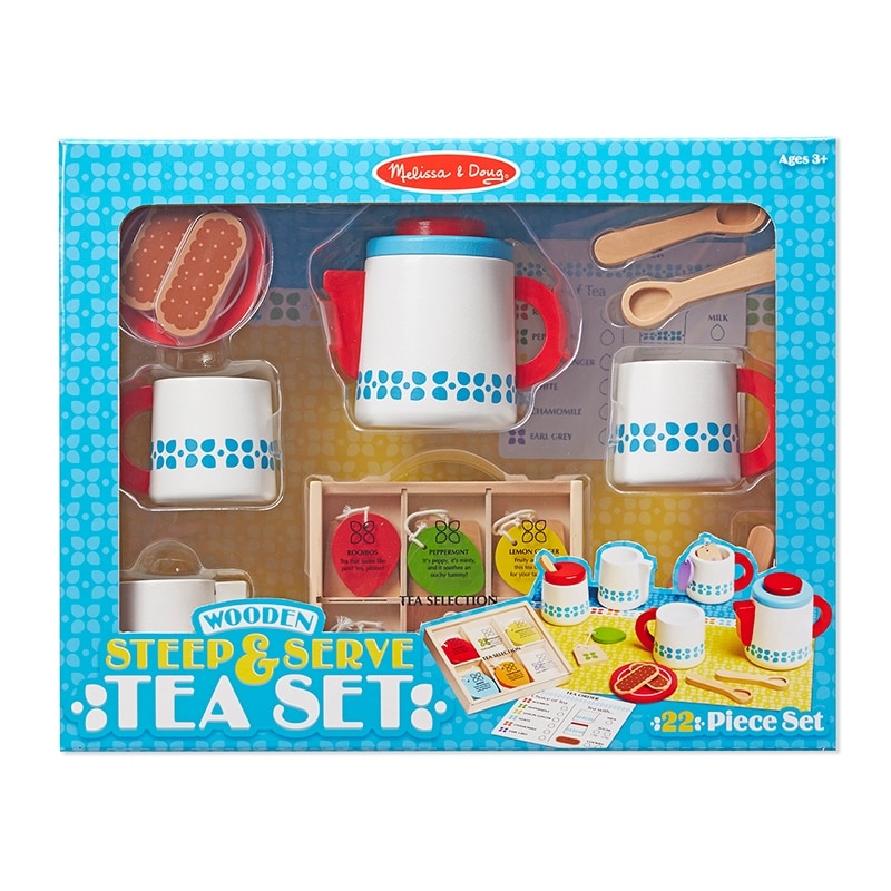 melissa & doug wooden steep & serve tea set