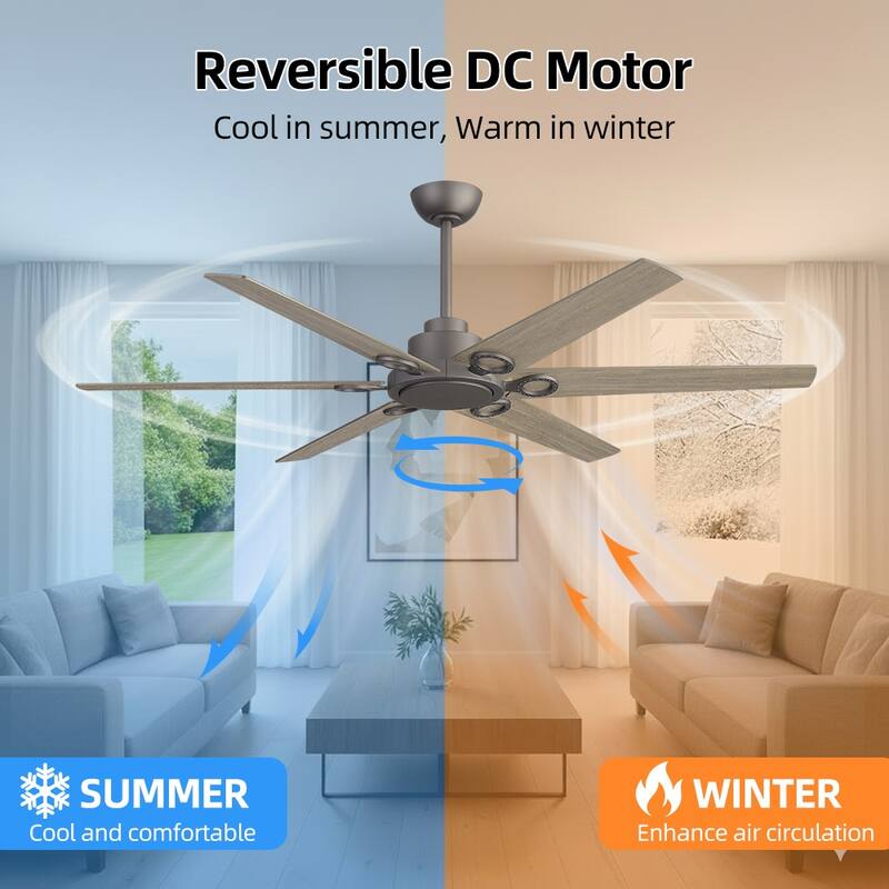 MLiAN 64 in 6 Plywood Blades Dc Motor Indoor Downrod Standard Ceiling Fan With Remote - 64''