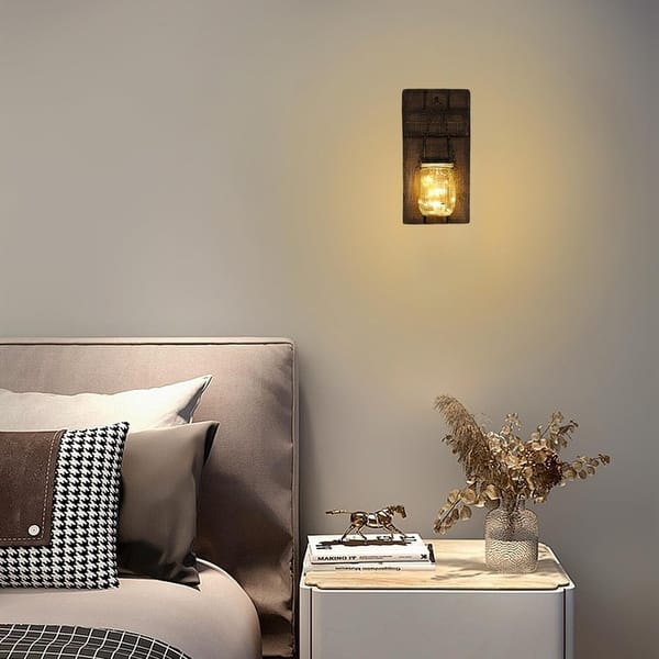 slide 2 of 5, 2 Pack wall sconces bronze holder candle wood lighting wall sconce