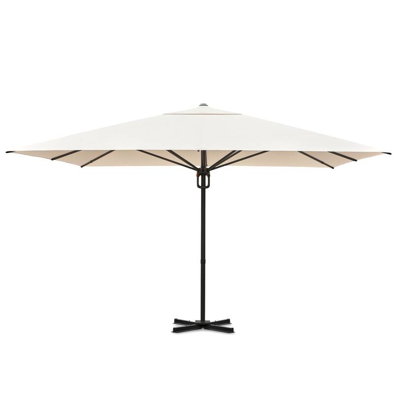 Outdoor Patio Umbrella with Easy Button Click Mechanism, Ideal for Gardens and Parties, Beige
