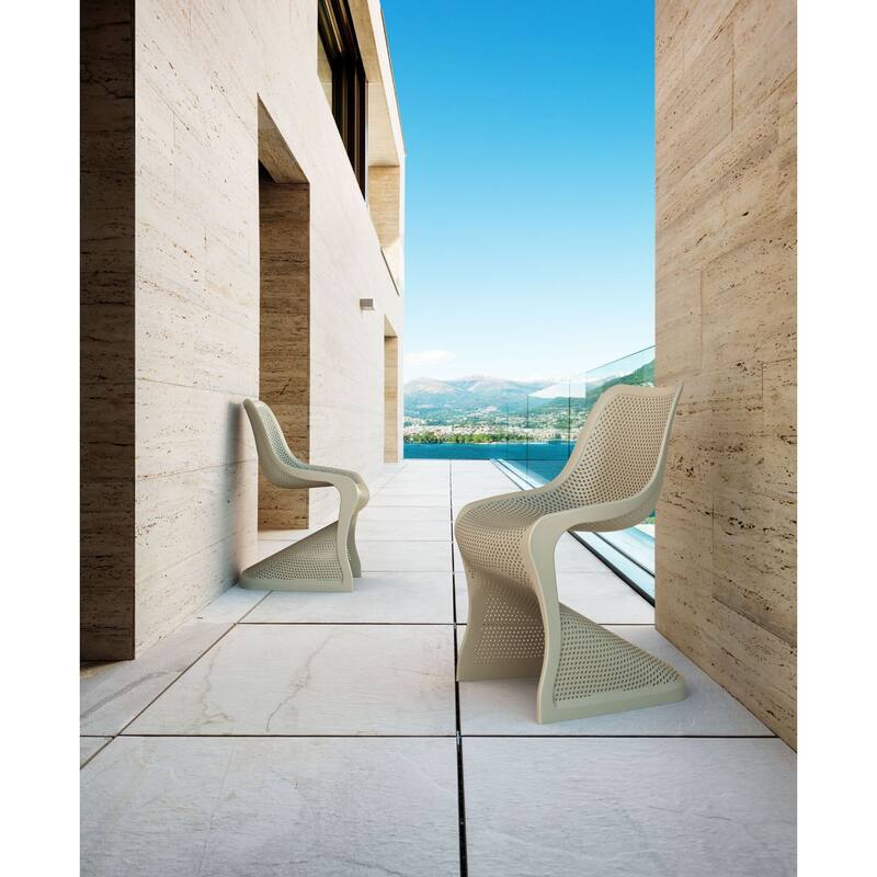 33.5" Taupe Brown Outdoor Patio Dining Chair