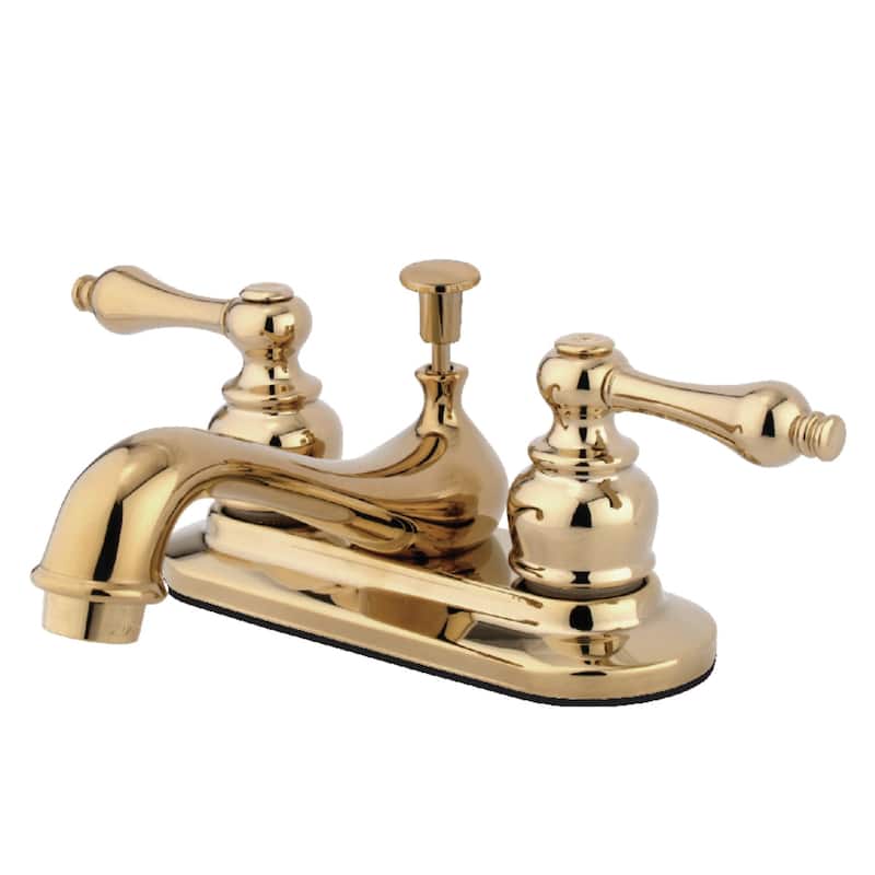 Kingston Brass Restoration Polished Brass 4-inch Center Bathroom Faucet - Gold Lever