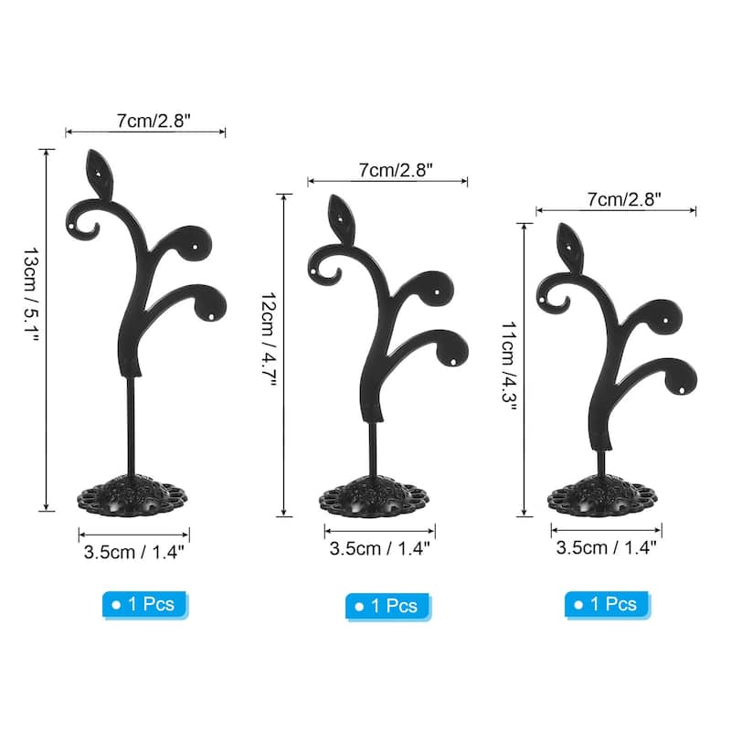 Earring Holder, 3pcs Earring Stand Earring Display Stands Organizer - Black