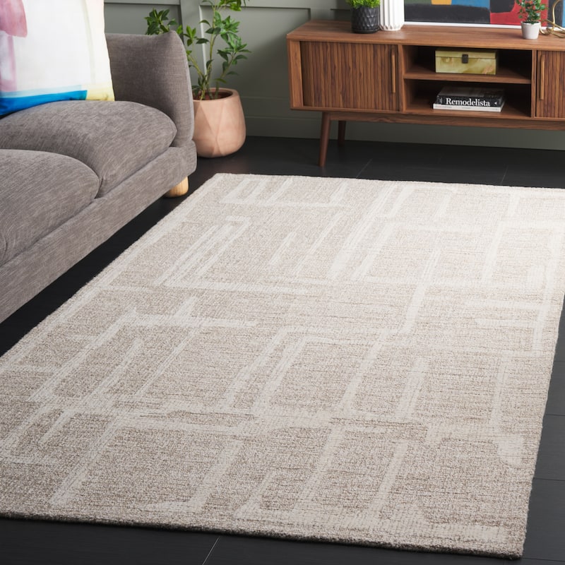 SAFAVIEH Handmade Abstract Bjargey Contemporary Wool Rug - 8' x 10' - Beige/Ivory