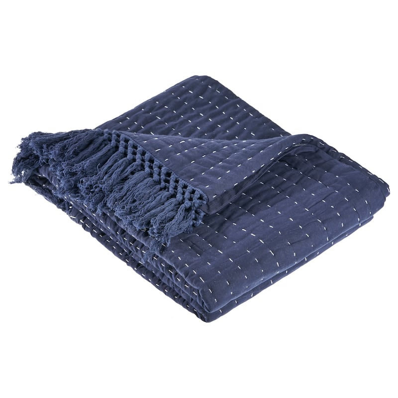 Sevita Hand-Woven Natural Cotton Standard Size Throw Blanket