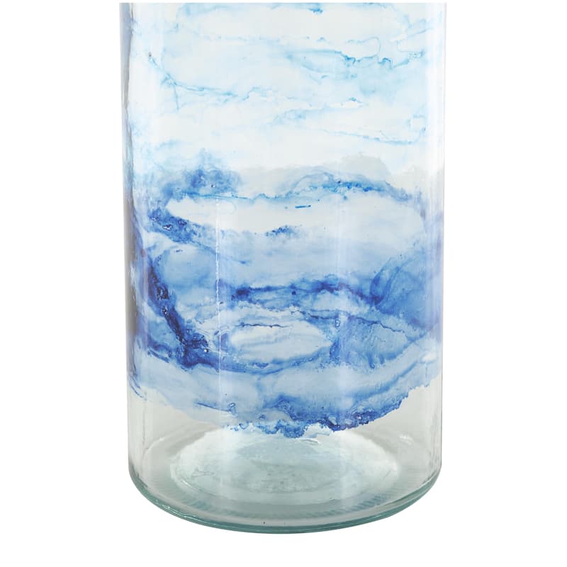 Recycled Glass Abstract Ombre Decorative Vase - Blue - Roche River Decor