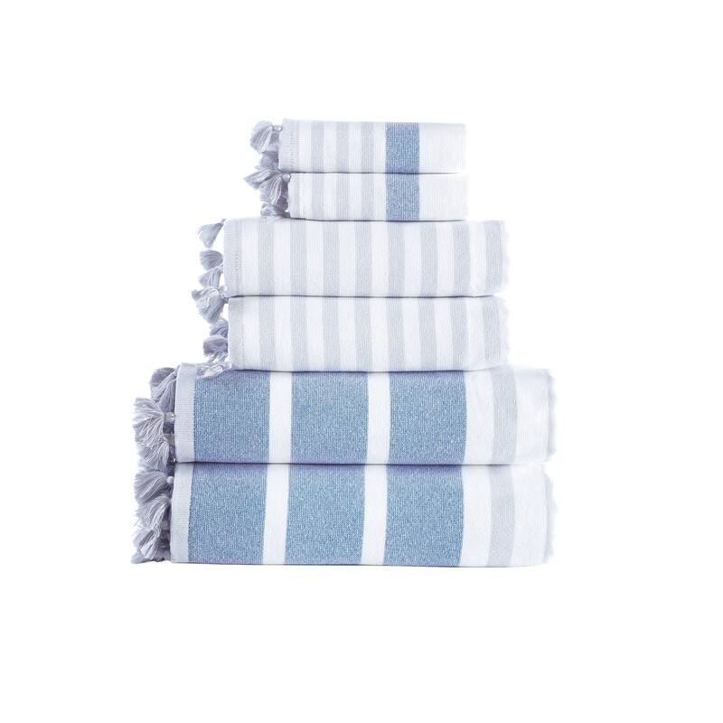 Brooks Brothers Turkish Pesthemal 6 pcs Towel Set - Blue