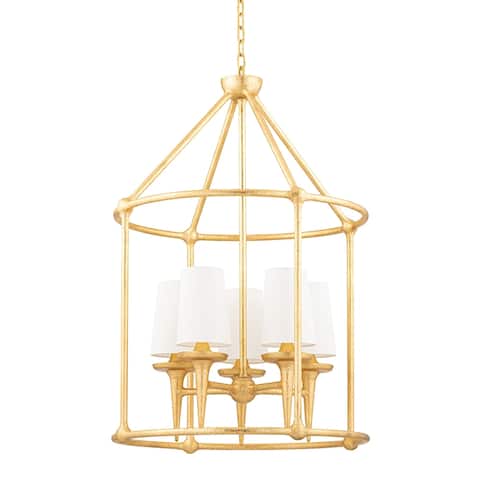 Torch 5-Light Chandelier with White Shades