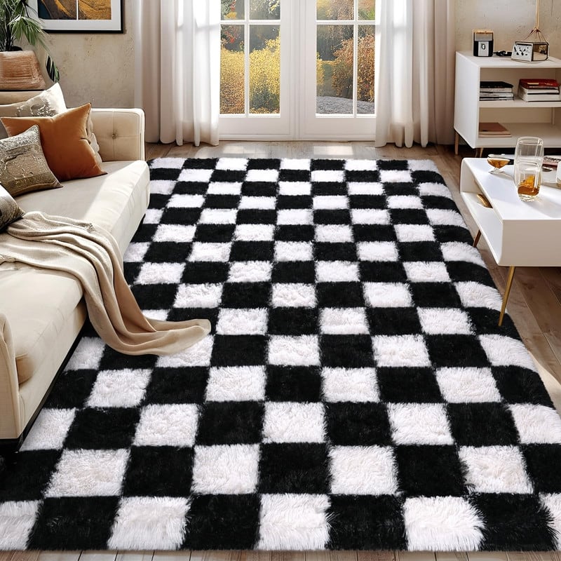 Rugs for Bedroom Living Room, Black and White