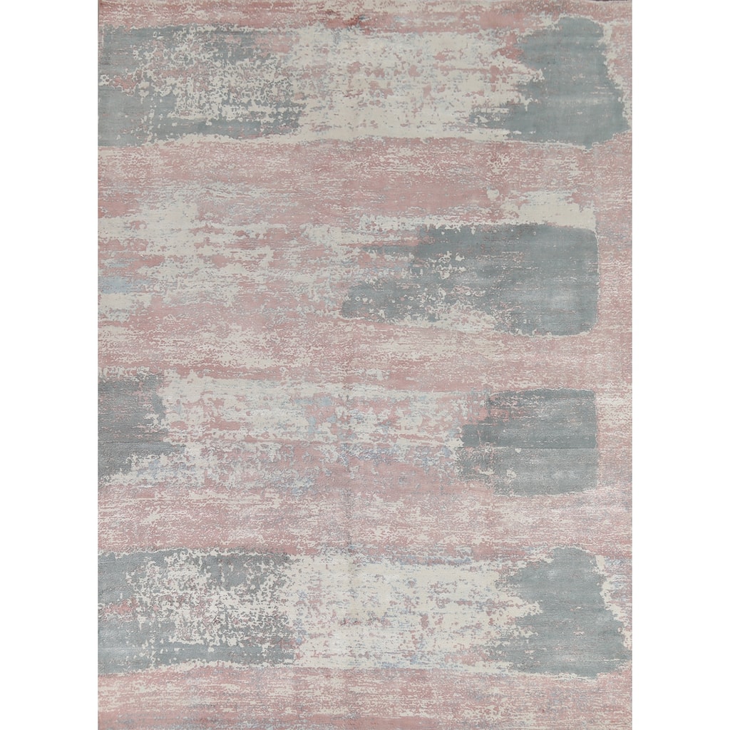 Multi-Color Modern Abstract Area Rug Hand-Knotted Wool Carpet - 8'0"x 9'10"