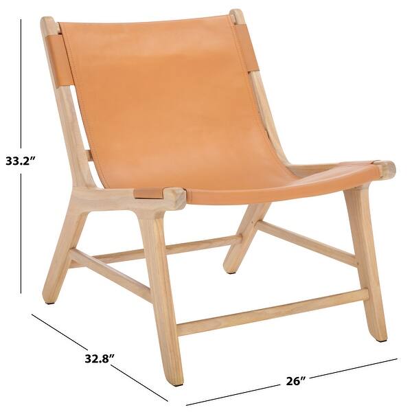 dimension image slide 2 of 3, SAFAVIEH COUTURE Alanarose Leather Accent Chair - 26"W x 33"D x 33"H