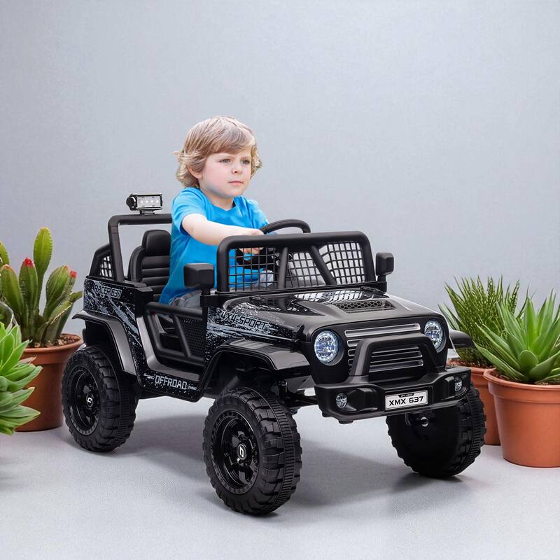 12V Kids Ride-On Truck with Parent Remote Control, 4 Suspension Wheels, LED Lights, 3 MPH Max Speed for 3-6 Years