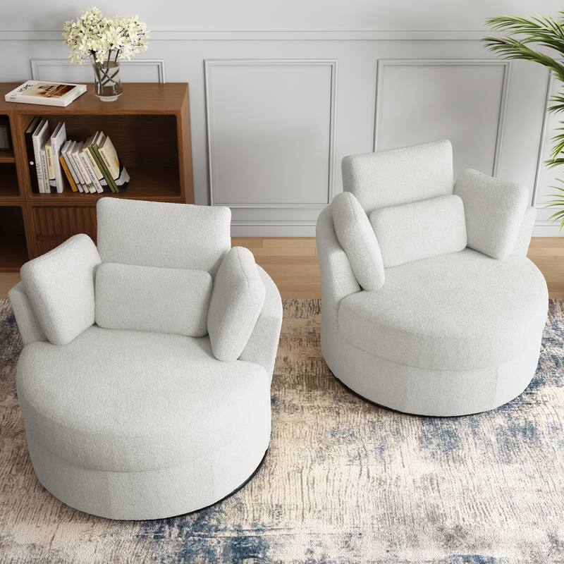 Upholstered Barrel Swivel Accent Chairs