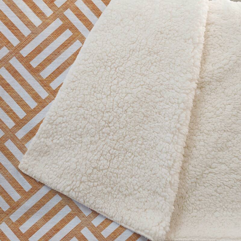 Premium Machine Washable Contemporary Geo Sherpa Throw Blanket