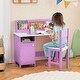 preview thumbnail 2 of 9, Costway Kids Study Desk with Chair, Whiteboard, Marker, Hutch, Storage - 35'' x 18'' x 34'' (L x W x H)