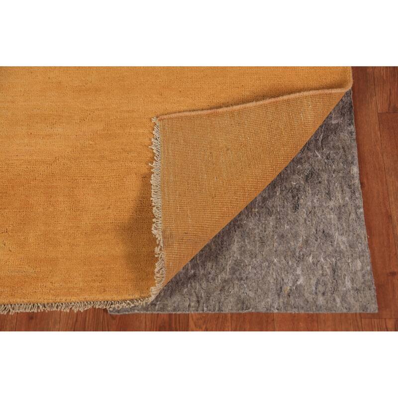 Modern Gabbeh Area Rug Hand-Knotted Solid Orange Wool Carpet - 5'9" x 8'8"