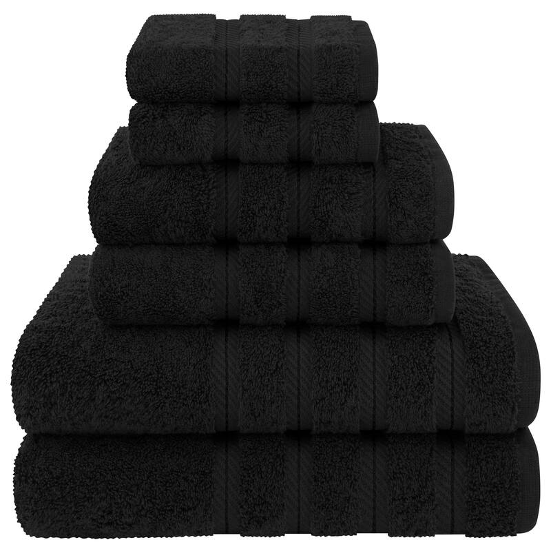 American Soft Linen 6 Piece Turkish Cotton Bath Towel Set - Black