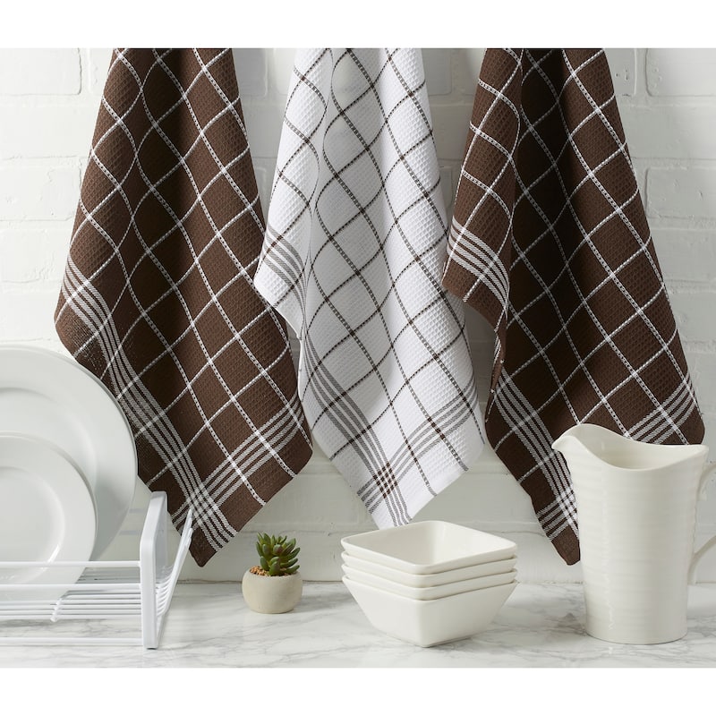 J&M Eggplant Waffle Weave Dishtowel (Set of 6)