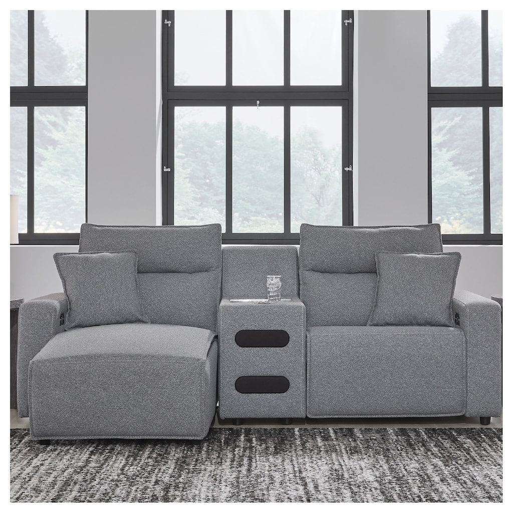 Signature Design by Ashley Modmax Gray 3-Piece Power Reclining Sectional with Chaise - 100" W x 63" D x 41" H