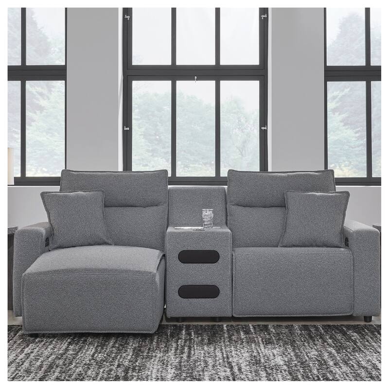 Signature Design by Ashley Modmax Gray 3-Piece Power Reclining Sectional with Chaise - 100" W x 63" D x 41" H - Gray - Left Facing