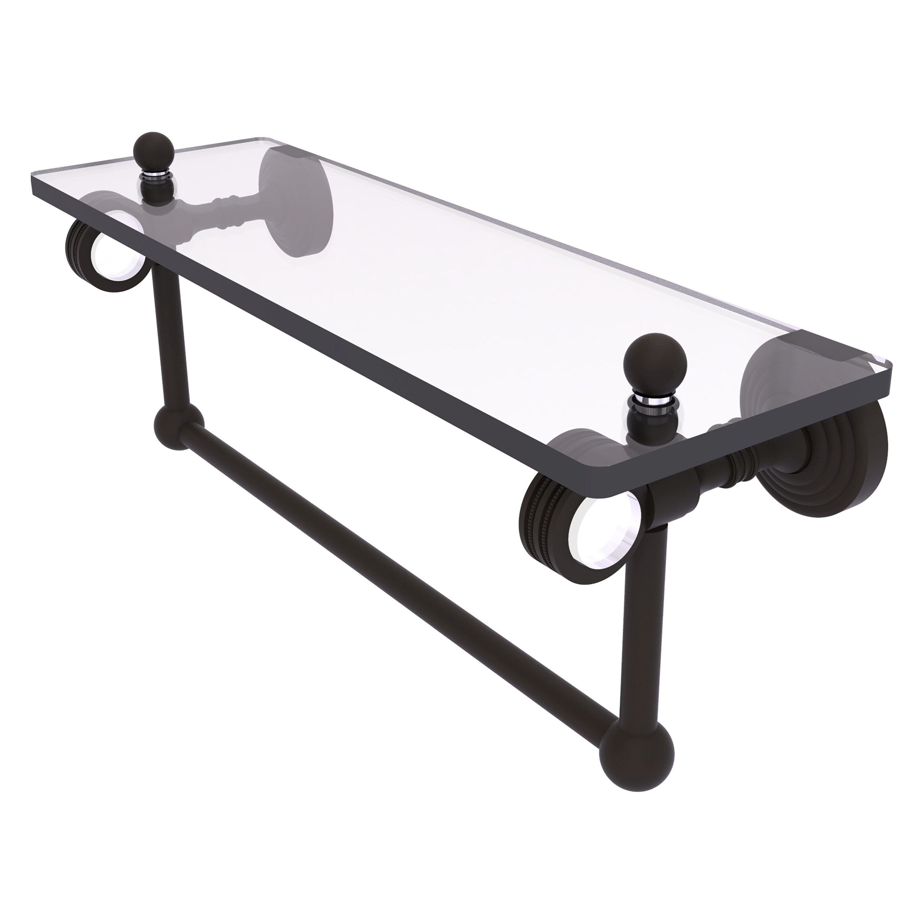 Allied Brass Pacific Grove Collection 16 Inch Glass Shelf with Towel Bar and Dotted Accents