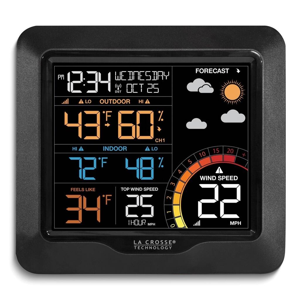Curata Color Wind Speed Weather Station with Temperature Humidity and Atomic Time
