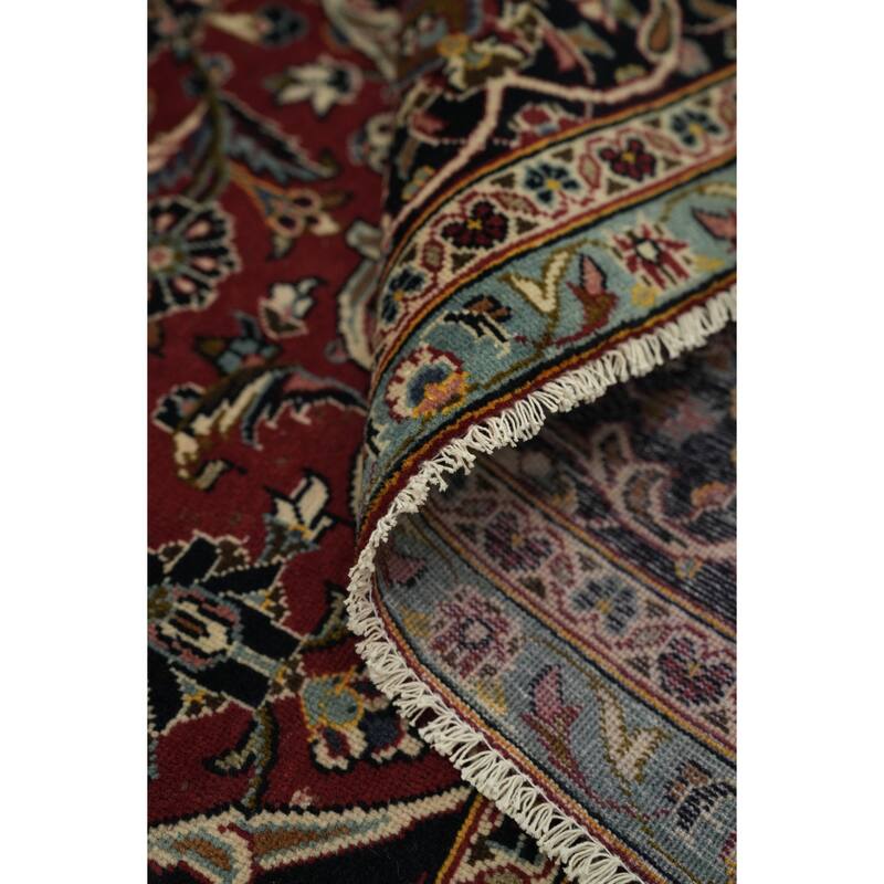 Hand Knotted Oriental 100% Wool Carpet Traditional Floral Red Kashan Area Rug - 13' 3'' X 9' 0''