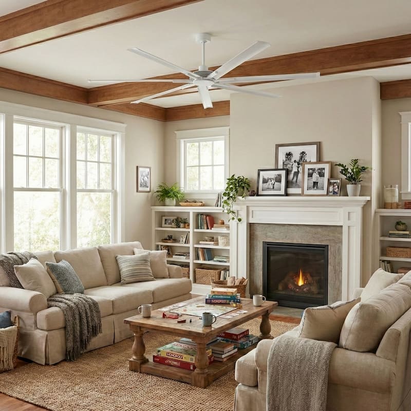 84" Black White Silver Aluminum HVLS Industrial Large Ceiling Fan without Light - 84" Big Ceiling Fan