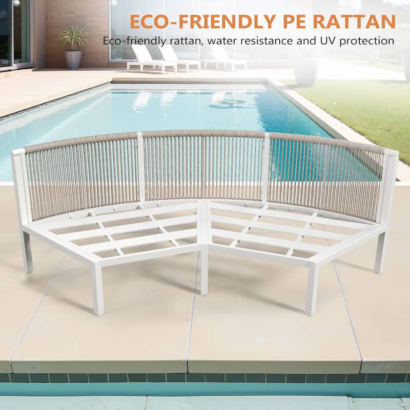 Outdoor Patio Furniture Aluminum PE Rattan Wicker Half Round Curved Sofa Sectional Set