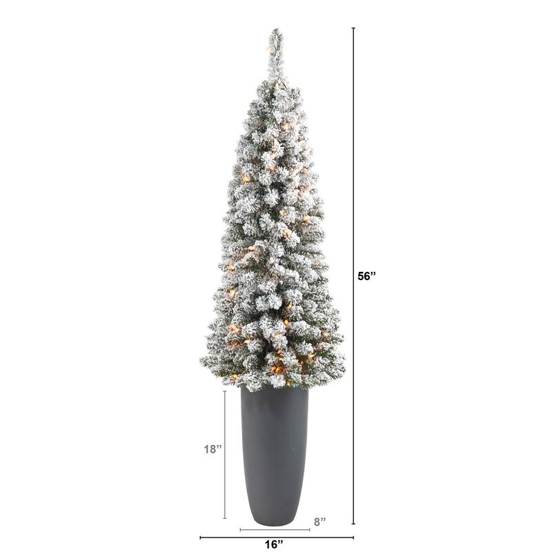56" Artificial Christmas Tree with 100 Lights in Gray Planter