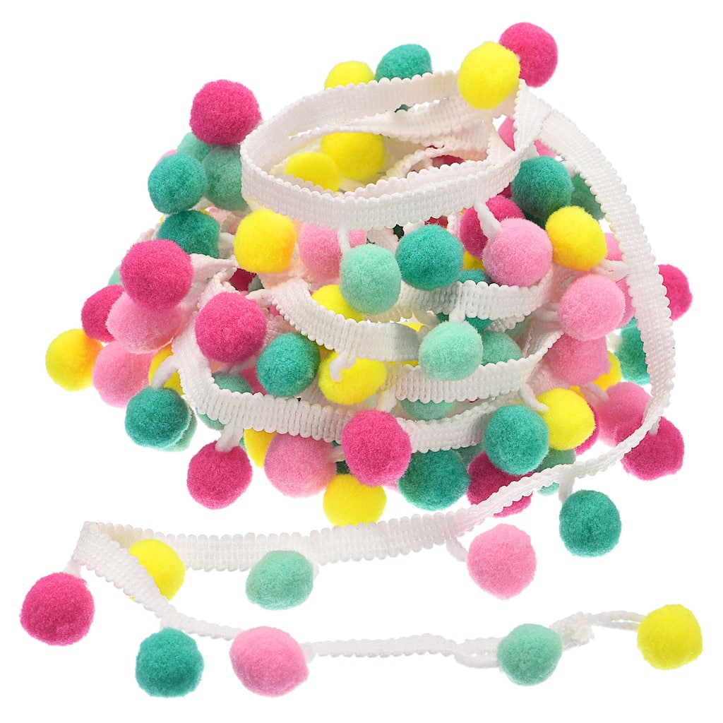 5 Yards Pom Pom Ball Fringe Trim Ribbon Sewing for DIY Crafts Colorful