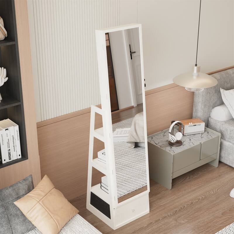 360°Swivel Jewelry Cabinet with Full Length Mirror