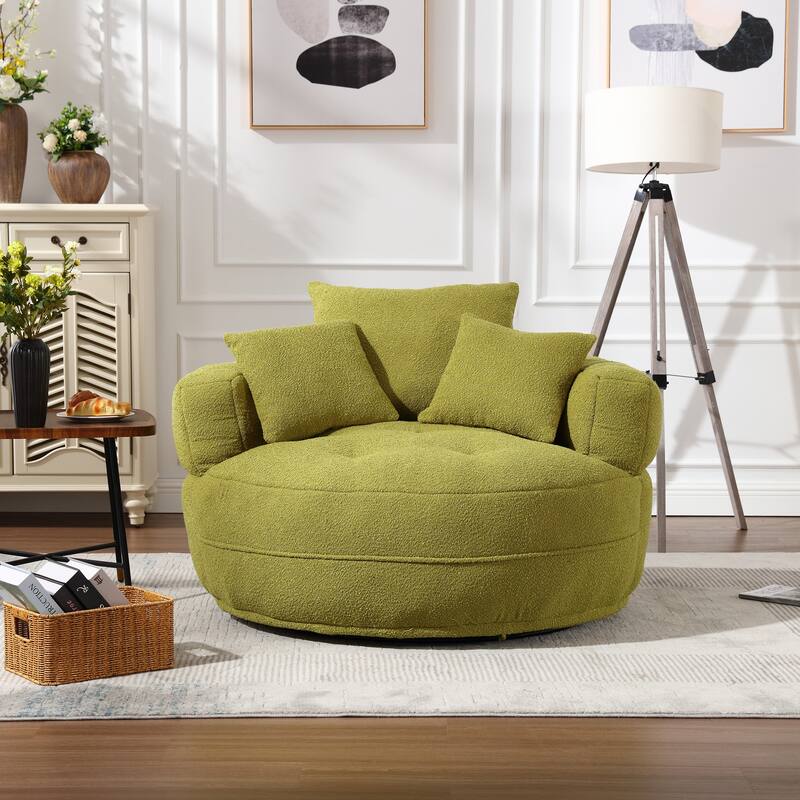 Circular wide living room fabric sofa, balcony swivel sofa chair