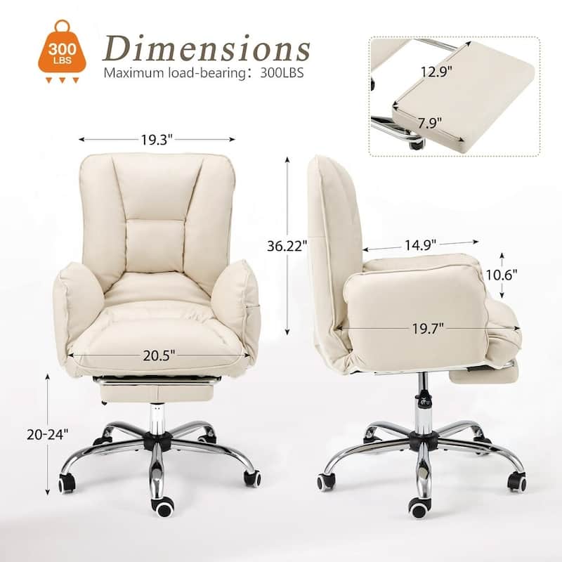 EROMMY Ergonomic Home Office Chair with High Back, Footrest, Lumbar Support, and Adjustable Height - Ideal for Vanity, Gaming
