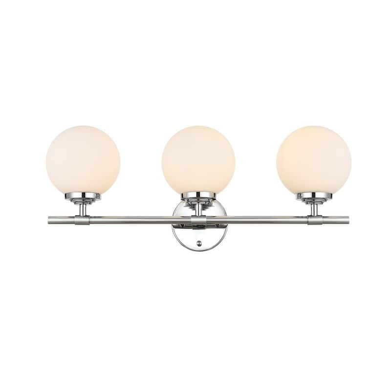 Ash 1 Light Black and Frosted White Bath Sconce - Chrome - 24