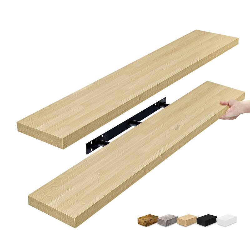 Sorbus Floating Shelves for Wall, 2 Extra Long Wall Mounted Floating Shelves - 9.25"L X 47” W X 1.5” H - Maple