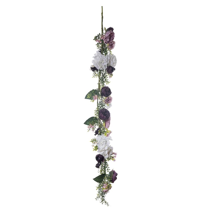 Transpac Synthetic Fabric 60 in. Multicolor Spring Flower and Twig Garland