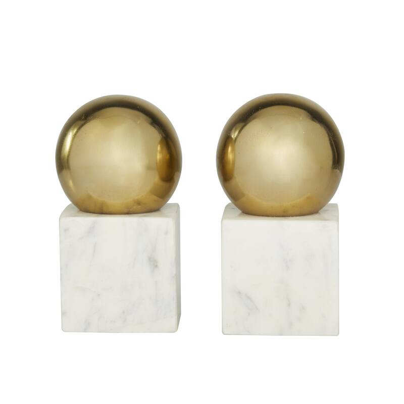 Marble Orb 7 or 10 lbs Decorative Bookends - Set of 2 Silver, Gold, Black - CosmoLiving by Cosmopolitan