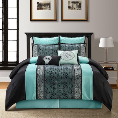 Nanshing Sierra Faux Silk Damask 8-Piece Comforter Set