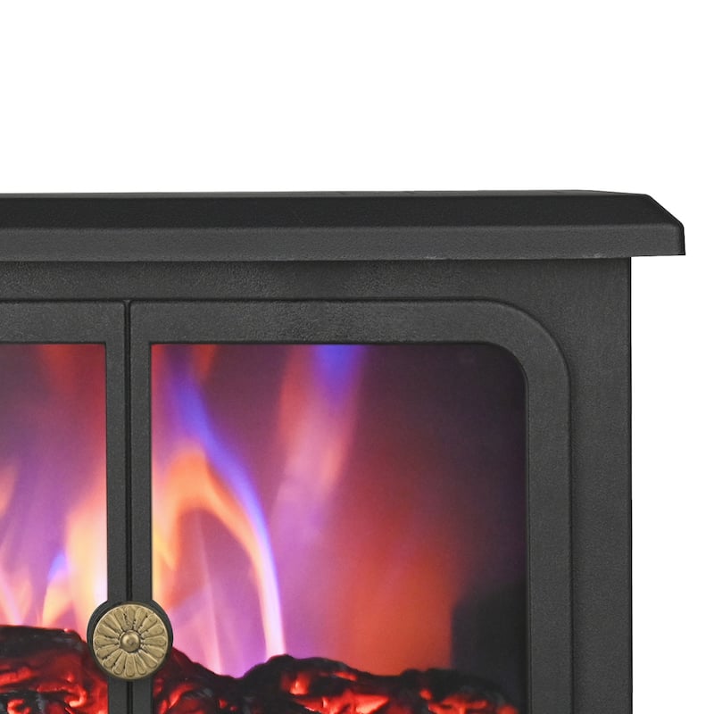 1500W Freestanding Electric Stove Fireplace Heater with Realistic Flame and Overheat protection - 14" L x 8.11" W x 18.9" H