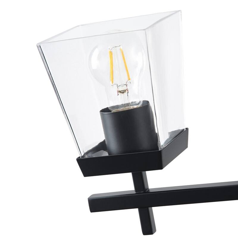 Industrial 3-Light Matte Black Vanity Light with Clear Glass Shades for Bathroom
