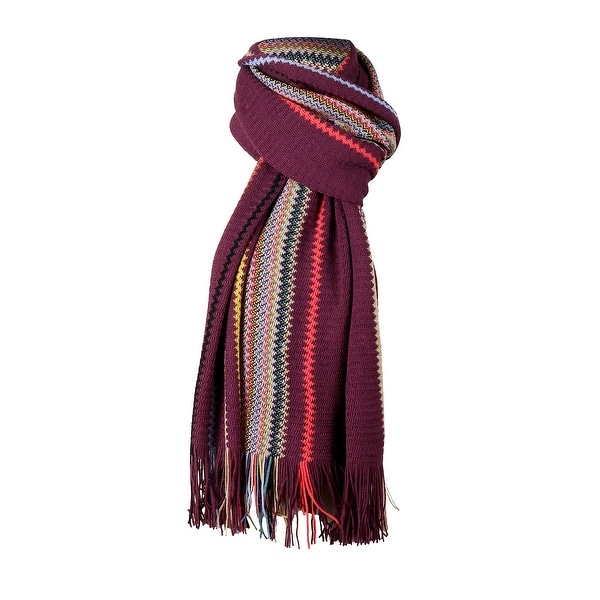 Missoni Purple Crochet Knit Oversized Zigzag Fringe Scarf - 20-84-. Opens flyout.