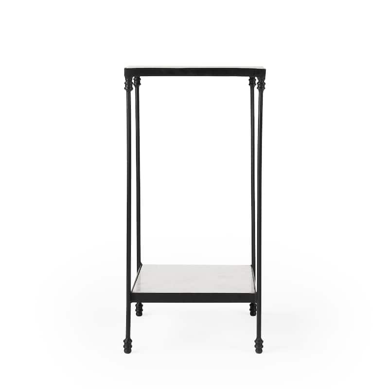 Larkin Outdoor Marble & Iron Side Table