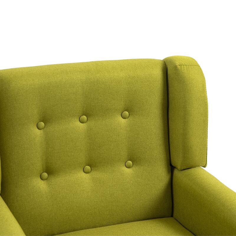 Modern Upholstered Faux Leather Tufted Armchair Linen Accent Chairs