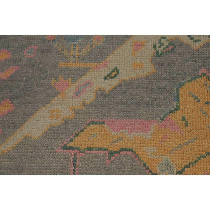 Hand Knotted Oriental 100% Wool Carpet Transitional All-Over Greys & Charcoal Oushak Area Rug - 16' 7'' X 6' 11''
