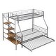 preview thumbnail 7 of 28, Twin Over Full Size Metal Bunk Bed with Trundle & Storage Staircase, Bedroom Heavy Duty Bed Frame with Full-Length Guardrail