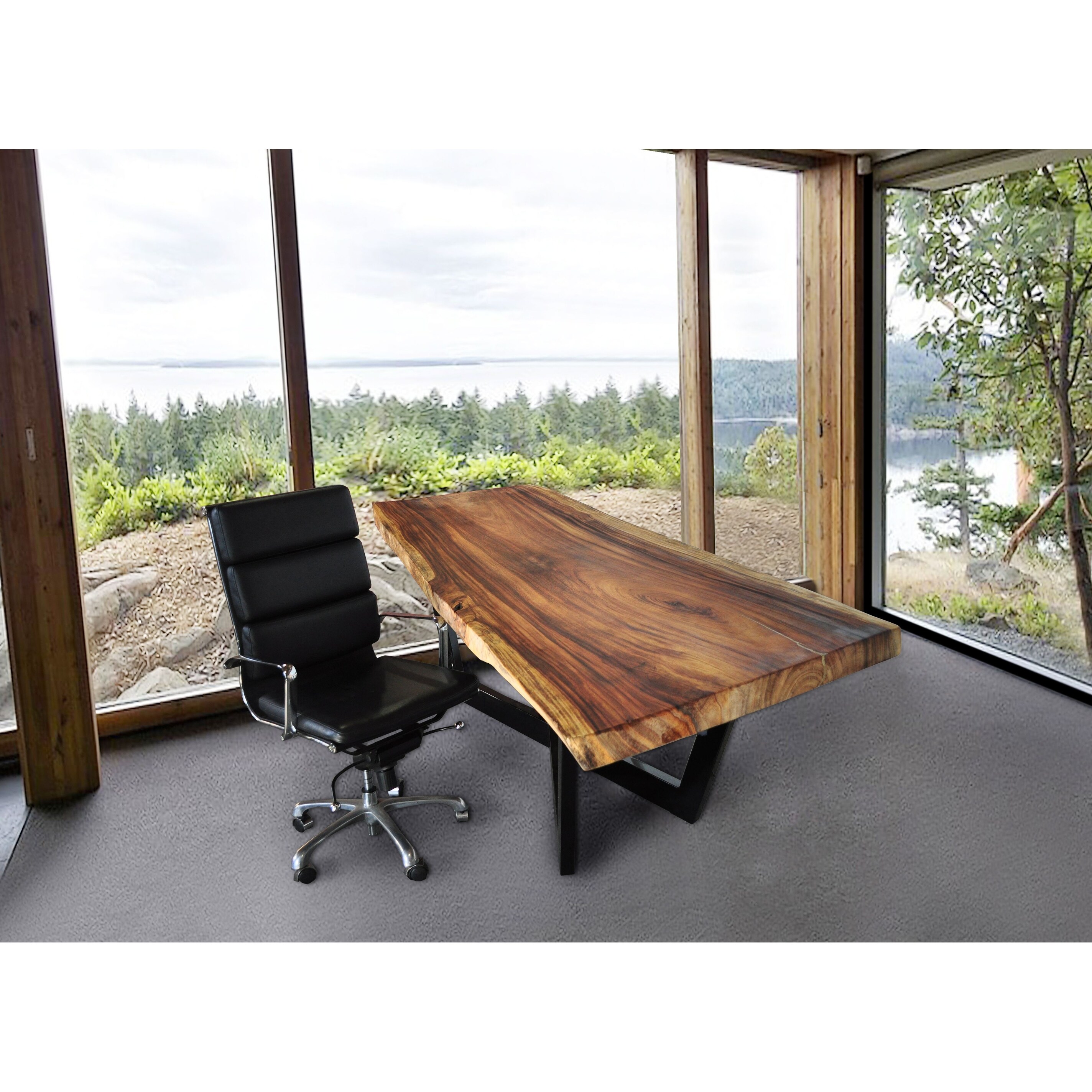 Wood slab desk discount