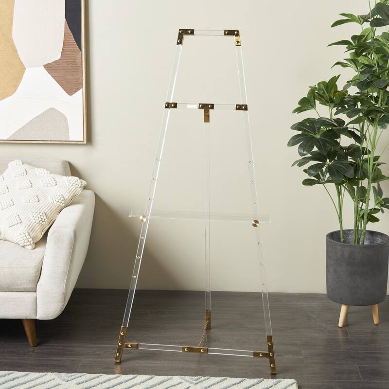 Acrylic Plastic Adjustable 7 Tier Display Easel with Silver or Gold Accents and Chain Support - Clear - Roche River Decor