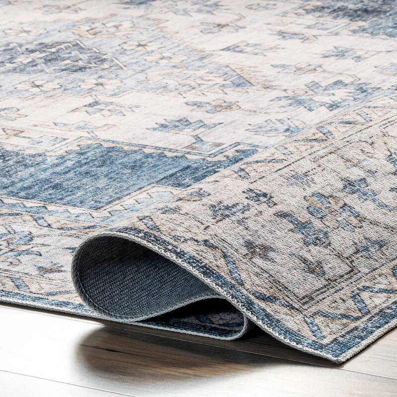 Nuloom Noemie SplashGuard Vintage Medallion Machine Washable Area Rug