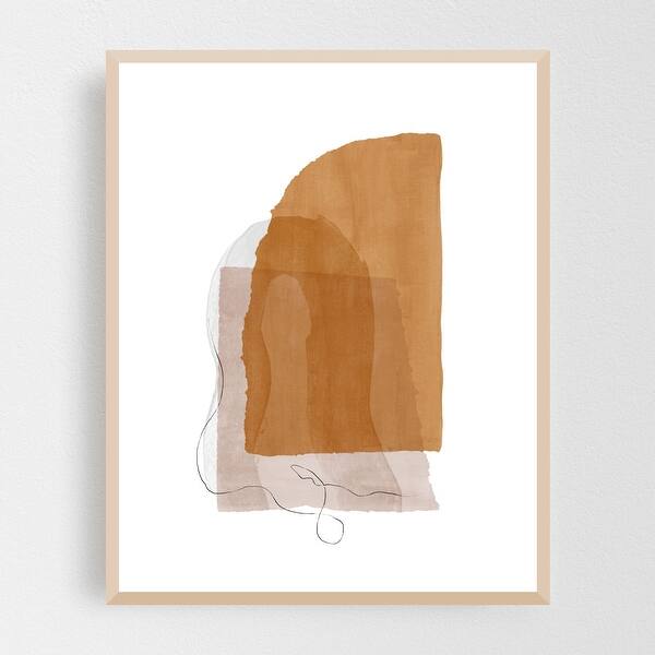 Shop Abstract Brush Strokes Camel Modern Framed Wall Art Print